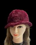 Kapelusz czapka bucket  damska bordo vintage 60s 70s angora