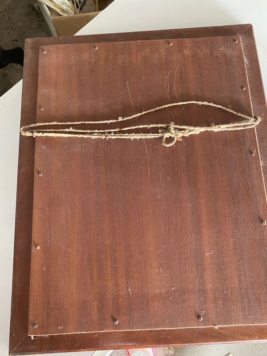 Gravura antiga de S. José com o Menino e Moldura Antiga