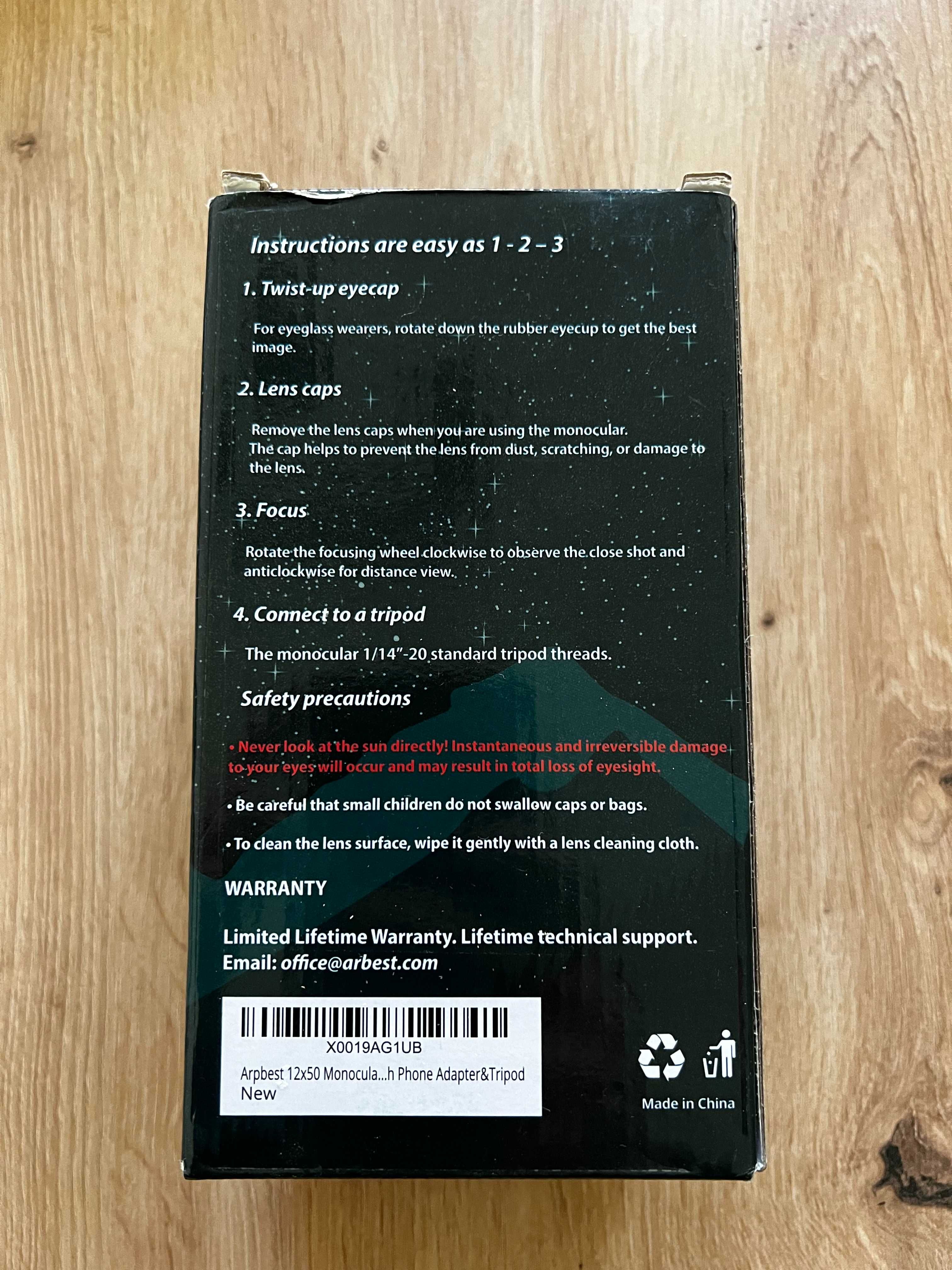 ARPBEST 12X50 Monocular - Teleskop z uchwytem na smartfona i statywem