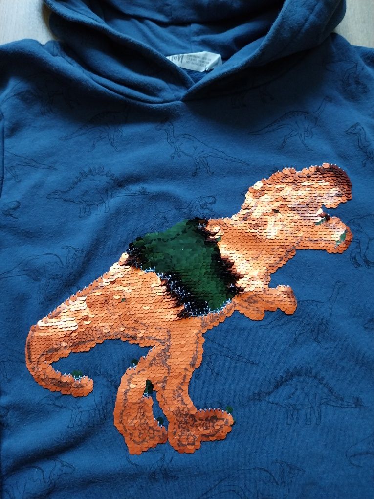 Bluza z kapturem,H&M r 134/140, dinozaury