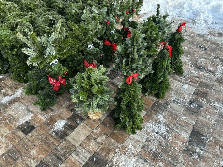 Ozdoby świąteczne wianki z jodły, renifery choinki