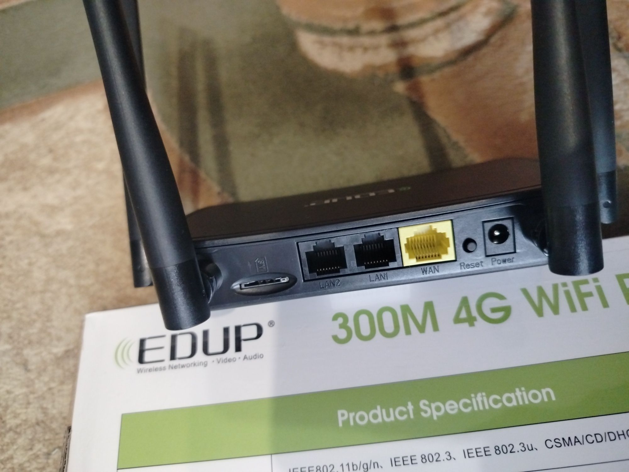 Роутер 4G/3G LTE WIFI с поддержкой SIM  Ethernet WAN LA