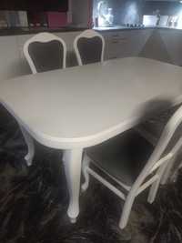 Stół i 4 krzesła białe