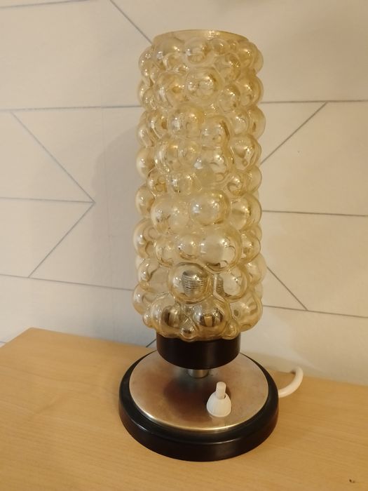 Piękna lampka nocna w stylu Space Age, klosz bubble glass