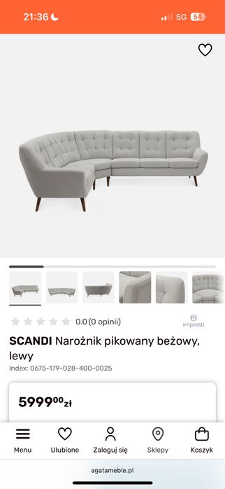 Elegancki welurowy narożnik  jak nowy-transport w cenie Kalisz