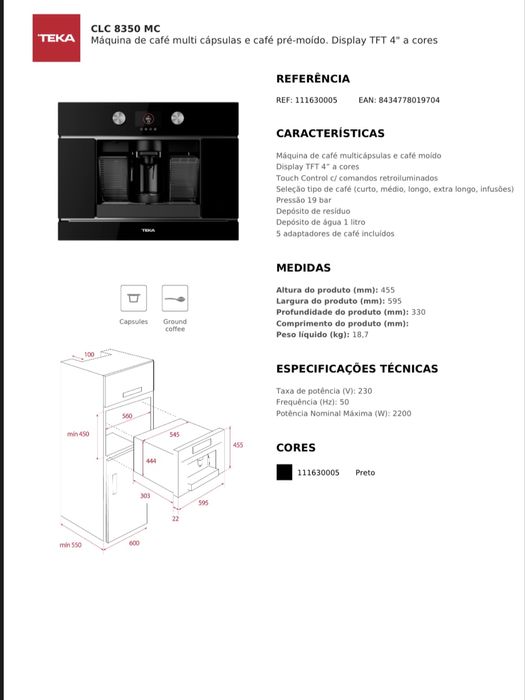 Máquina café encastrar TEKA CLC 8350