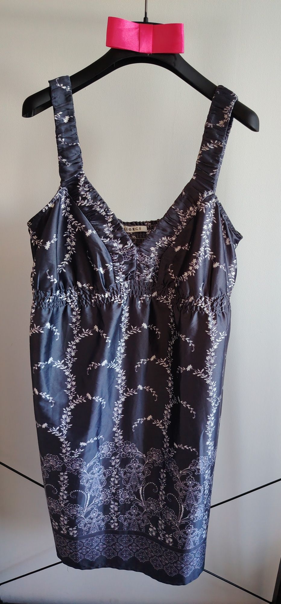 George fioletowa sukienka midi białe wzory oversize 40