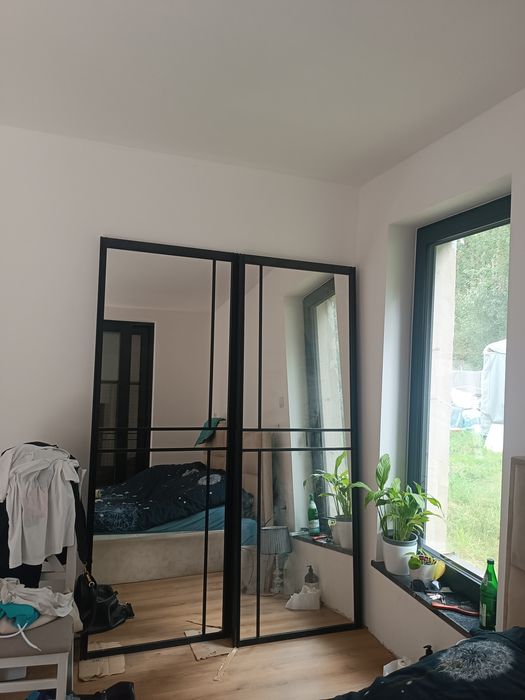 Drzwi przesuwne dwuskrzydłowe lustro Barański