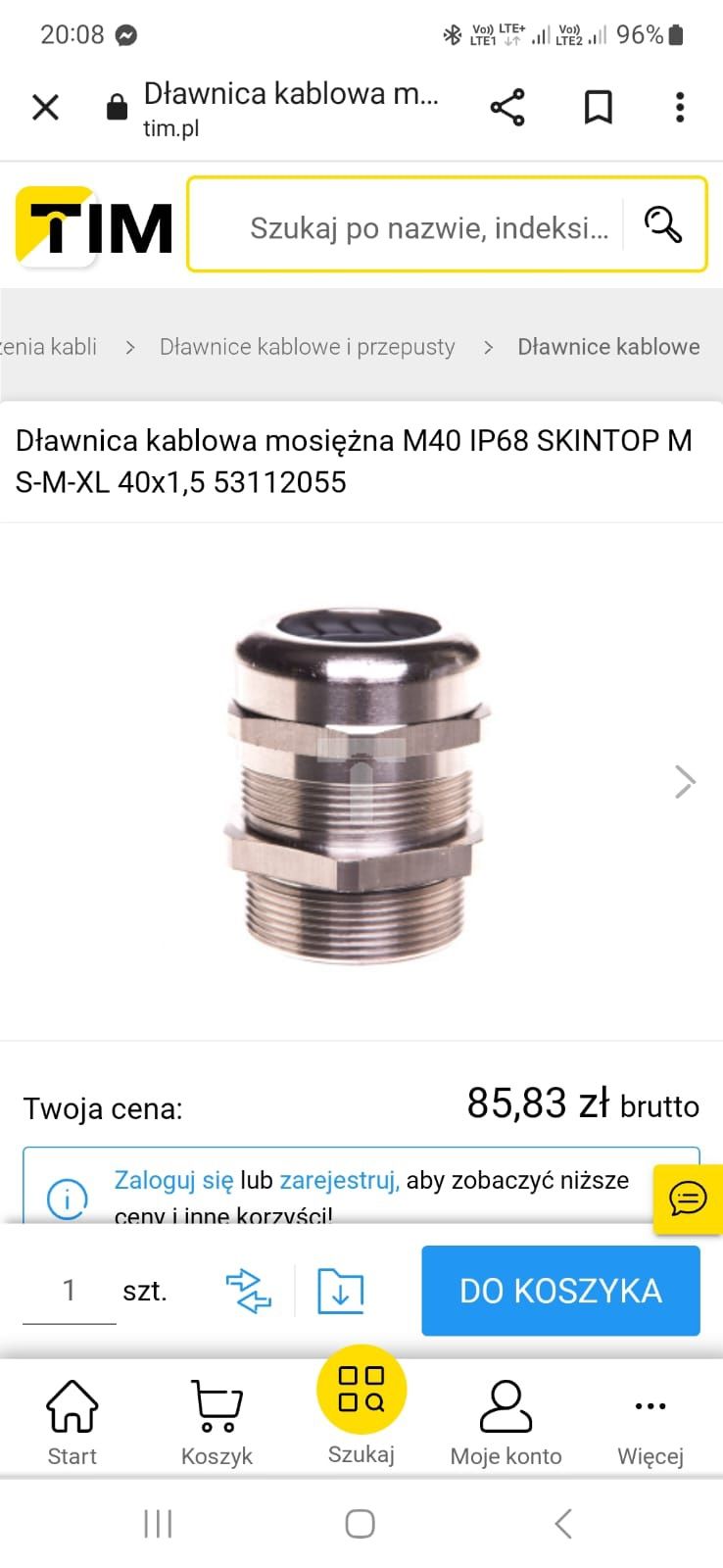 Dławica kablowa M40 mosiężna