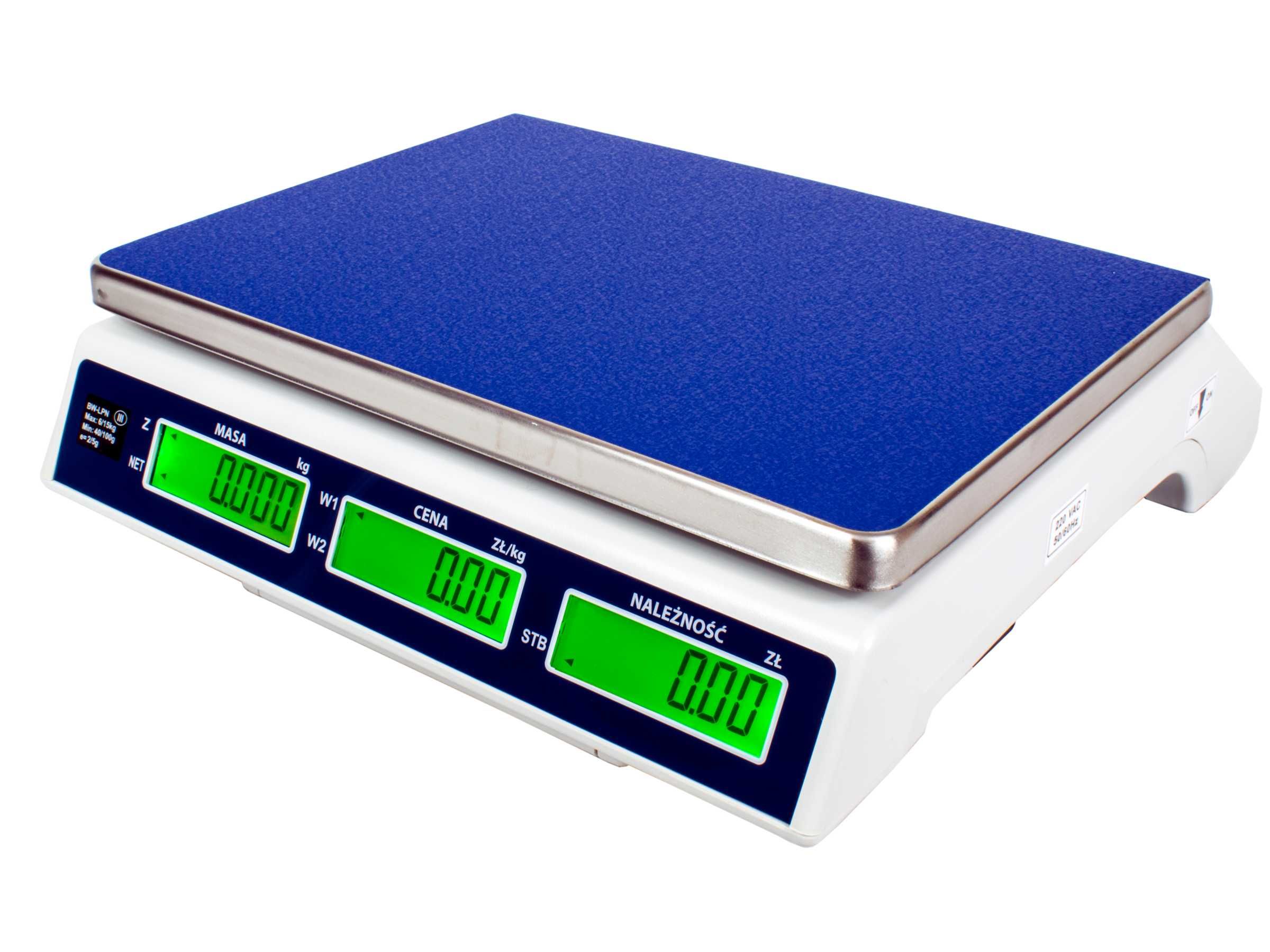 Elektroniczna Waga Kalkulacyjna Sklepowa 15kg z LEGALIZACJĄ AKUMULATOR
