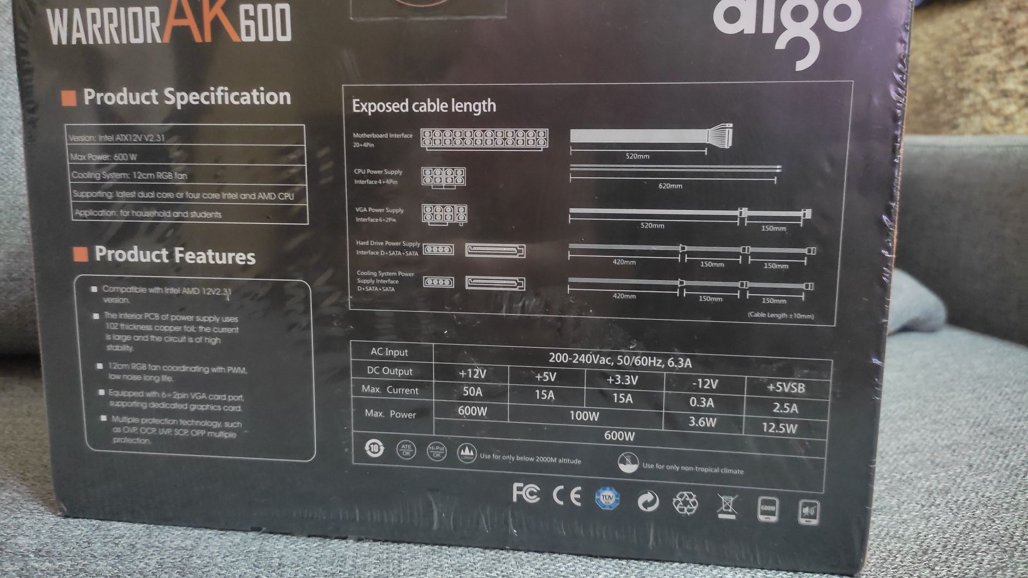 Продам новый блок питания aigo 600w