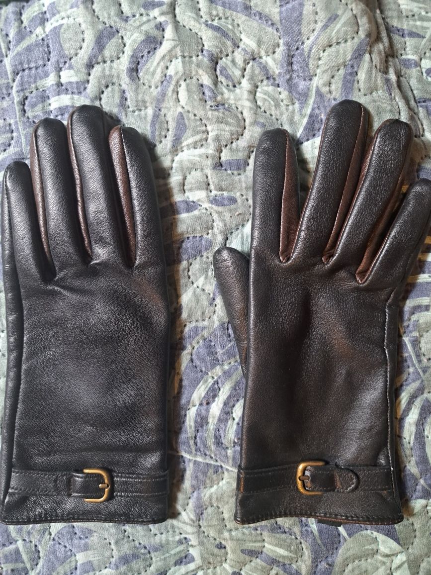 Eleganckie skórzane rękawiczki damskie czarne zima