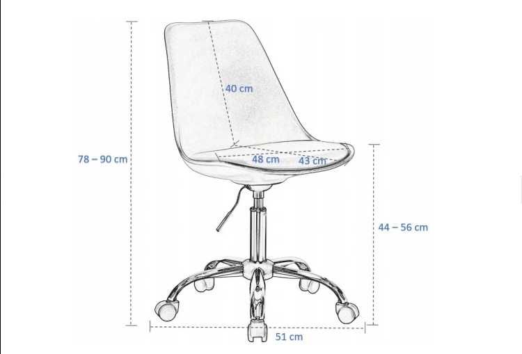 KRZESŁO biurowe na kółkach obrotowe do biurka 51 x 60 x 78 cm