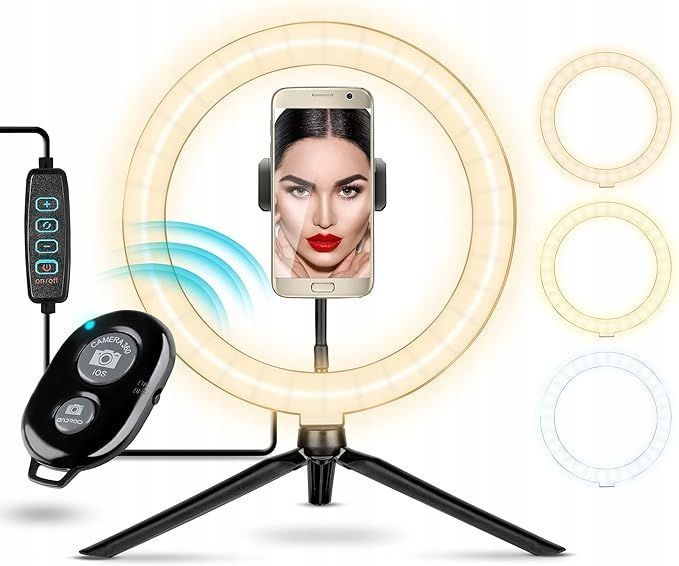goldviver premium led ring light 25.4 cm usb z stojakiem i pilotem