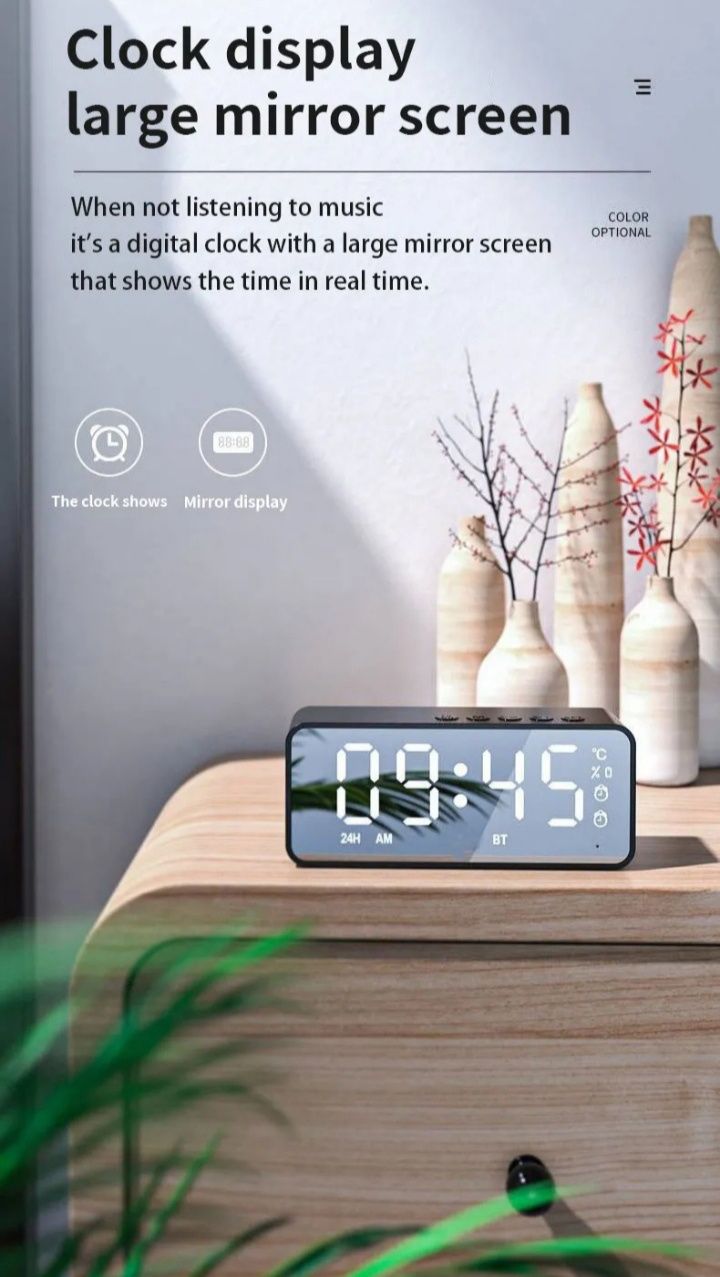 Relógio despertador com coluna bluetooth