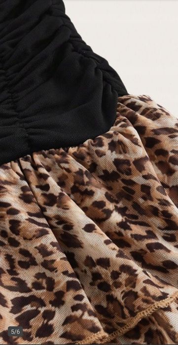 Sukienka ze spodenkami marszczona panterka  r.40 kombinezon L