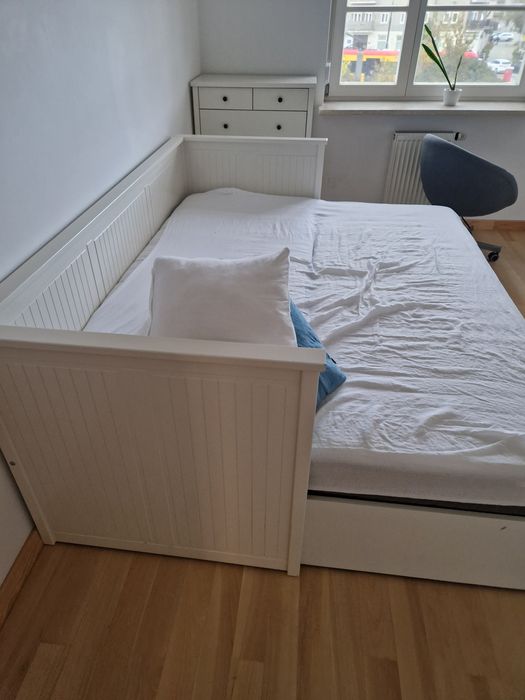 HEMNES IKEA łóżko rozkładane z 3 szufladami, 2 materace, białe