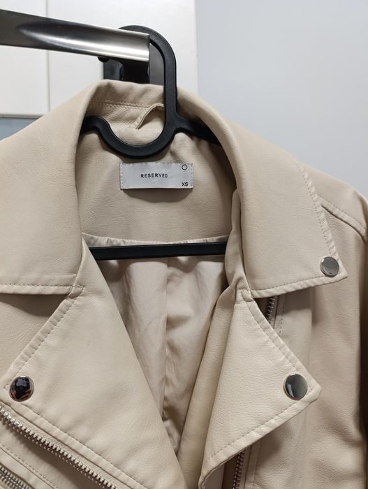 Kurtka damska ramoneska Reserved XS 34 kremowa oversize