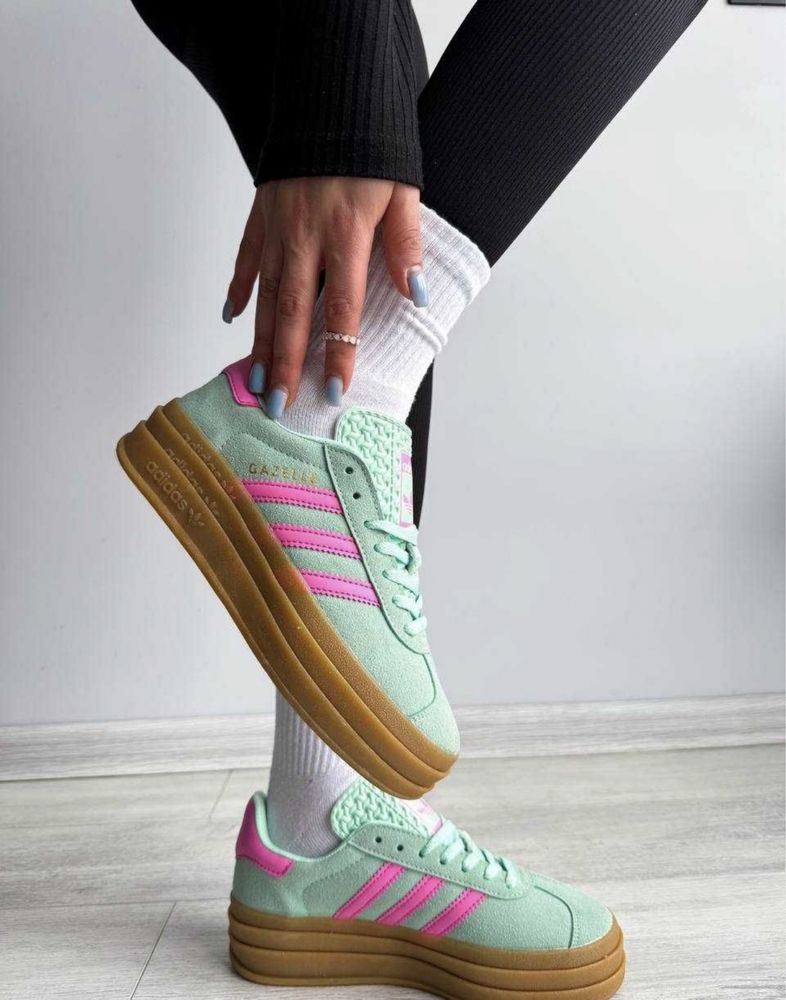 Женские кроссовки adidas gazelle bold mint/ pink