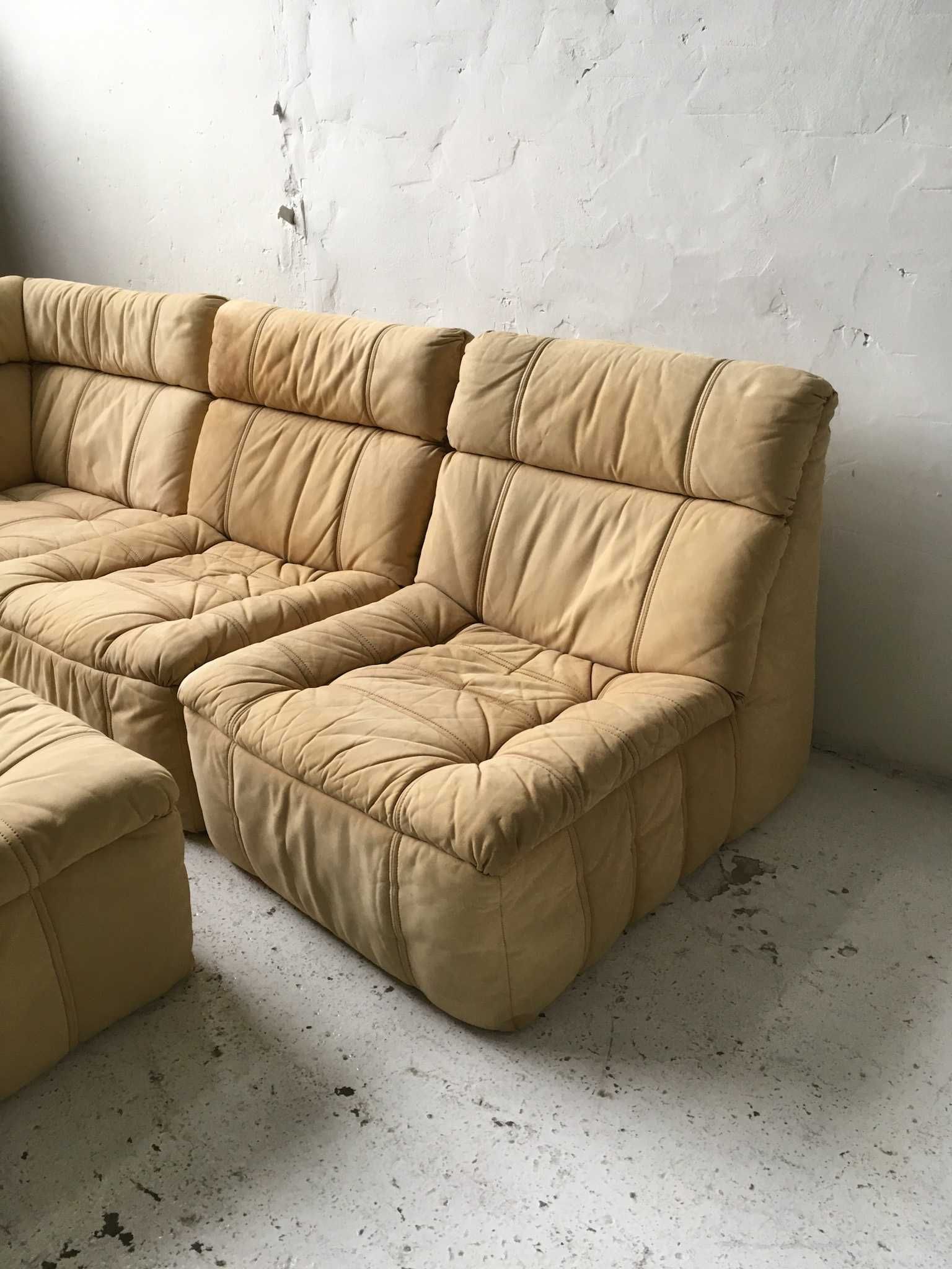 Rolf Benz sofa modułowa skóra nubuk lata 70 80 vintage design