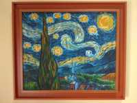 Reprodução pintada a óleo a noite de Van Gogh