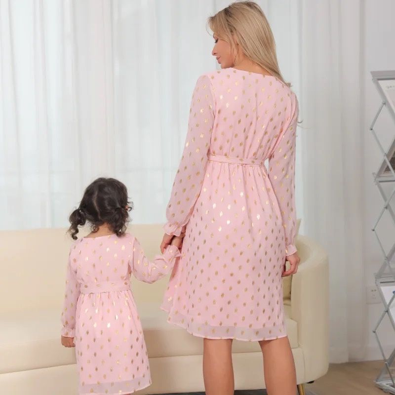 Komplet sukienek mama i córka nowe, mama L40 córka 116-122