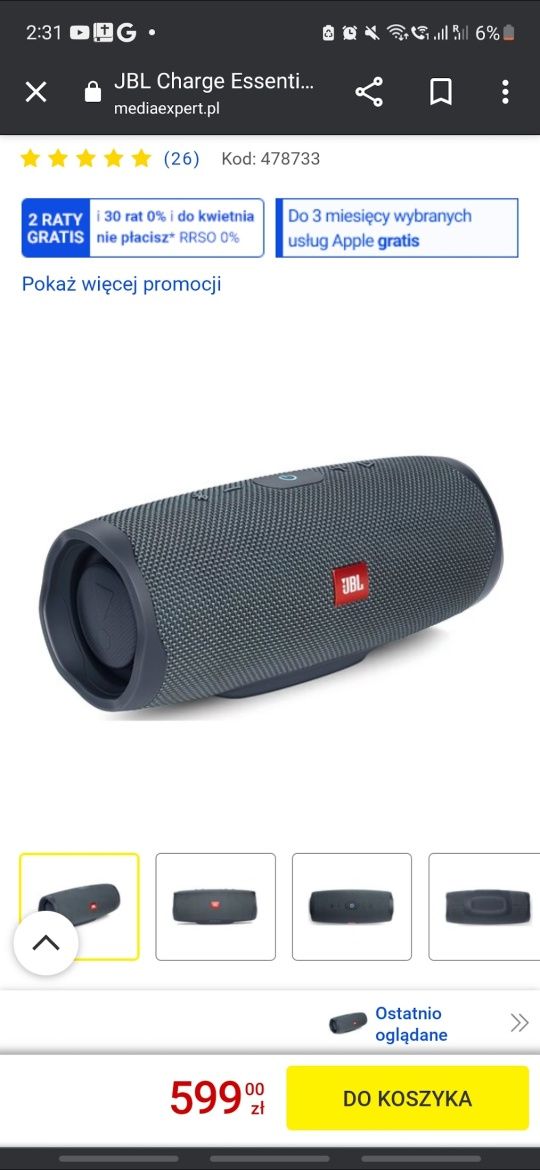 Głośnik JBL Charge 4 niebieski