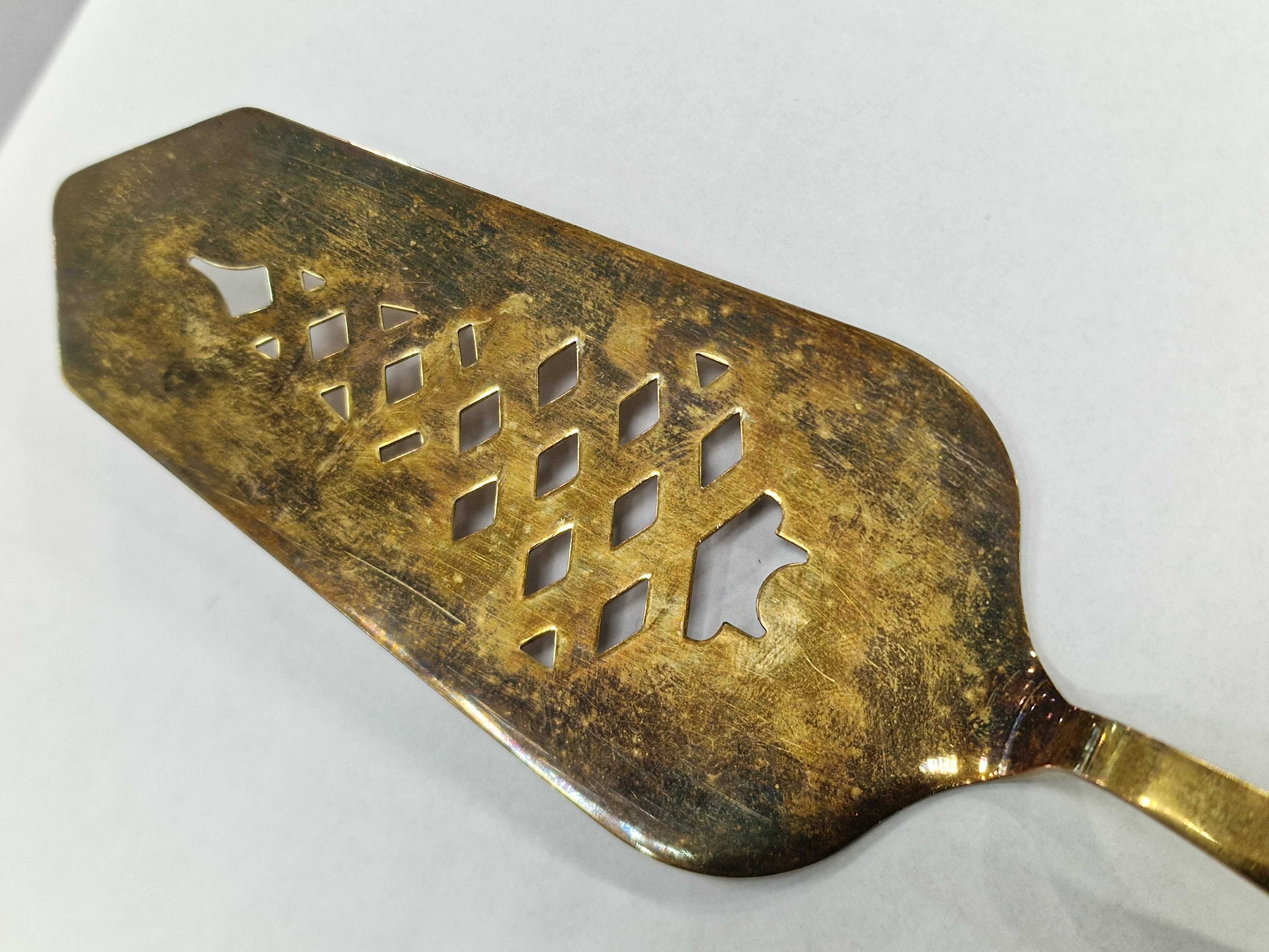 Srebro 875 / Srebrna łyżka do ciasta/ 70 gram/ złocona/ ZSRR od 1958