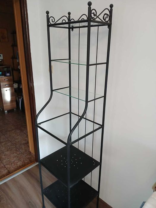 Elegancki regał łazienkowy, stal + hartowane szkło