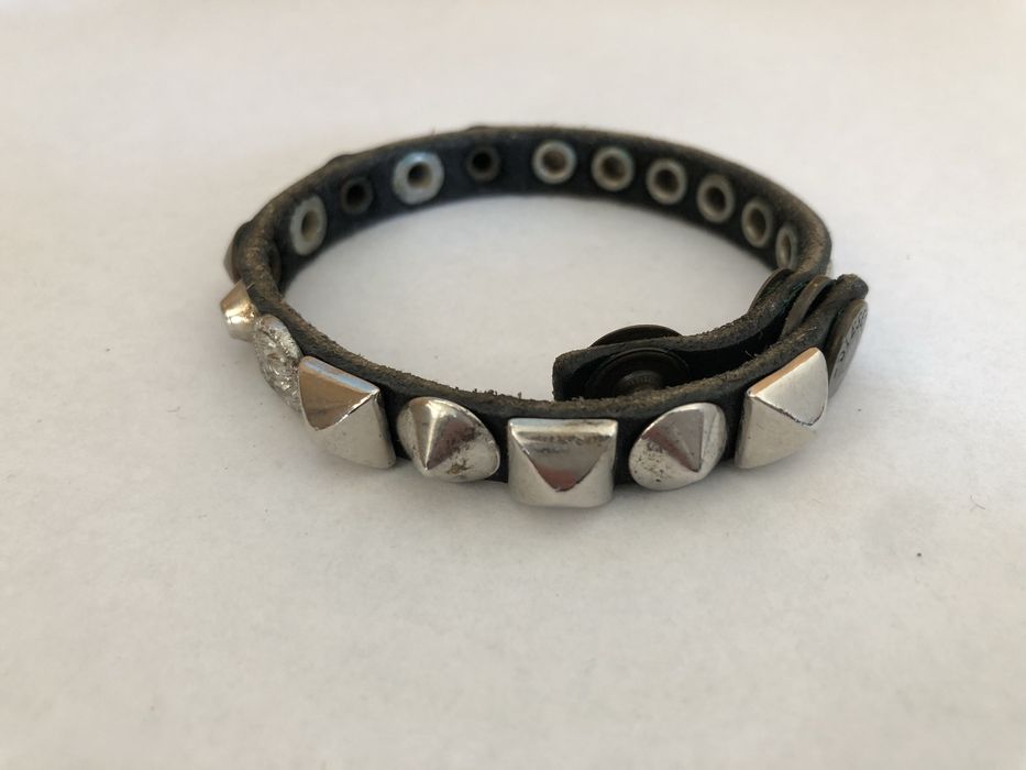 skórzana bransoletka z ćwiekami Diesel