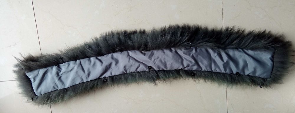 Obszycie kaptura płaszcza kołnierz szal 100% lis natural 79 cm srebrny