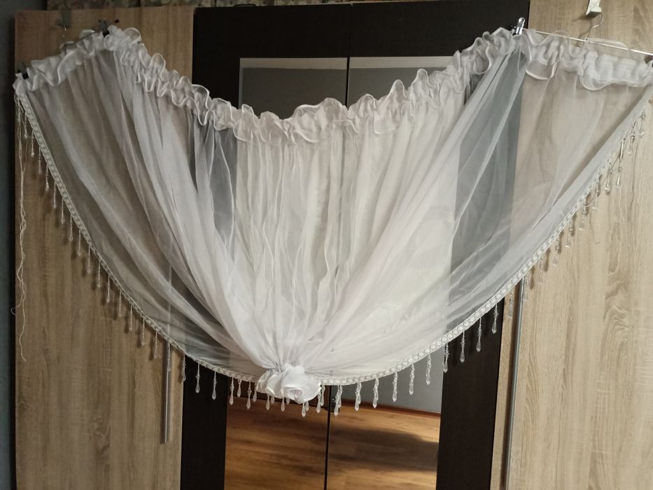 Firanka firana kryształki na taśmie 400x150 tiulowa