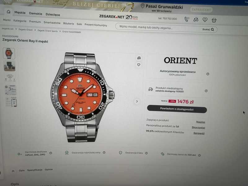 Zegarek Orient Ray II Orange