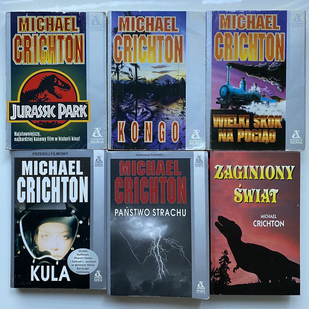 Kolekcja książek Michael Crichton Jurrasic Park Kula Państwo Strachu