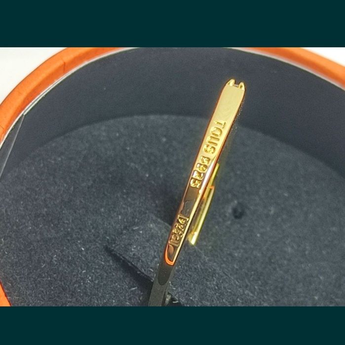 Pierścionek 14,16,18 z misiem żółte srebro vermeil 925 perłą i spinel