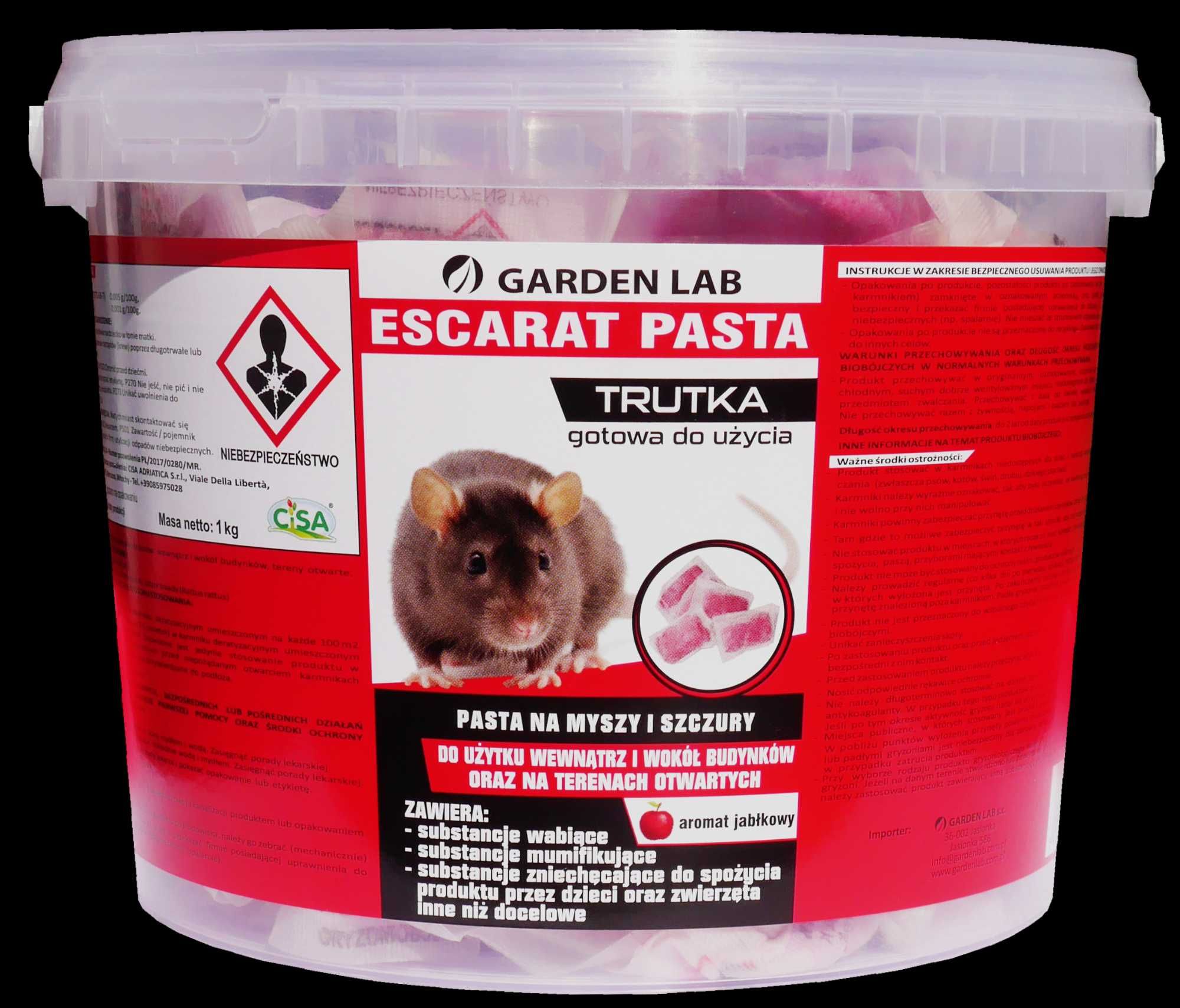 Escarat pasta gryzoniobójcza na myszy i szczury; aromat jabłkowy 3kg