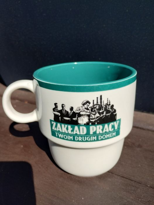 PRL kubek "Zakład pracy twoim drugim domem"
