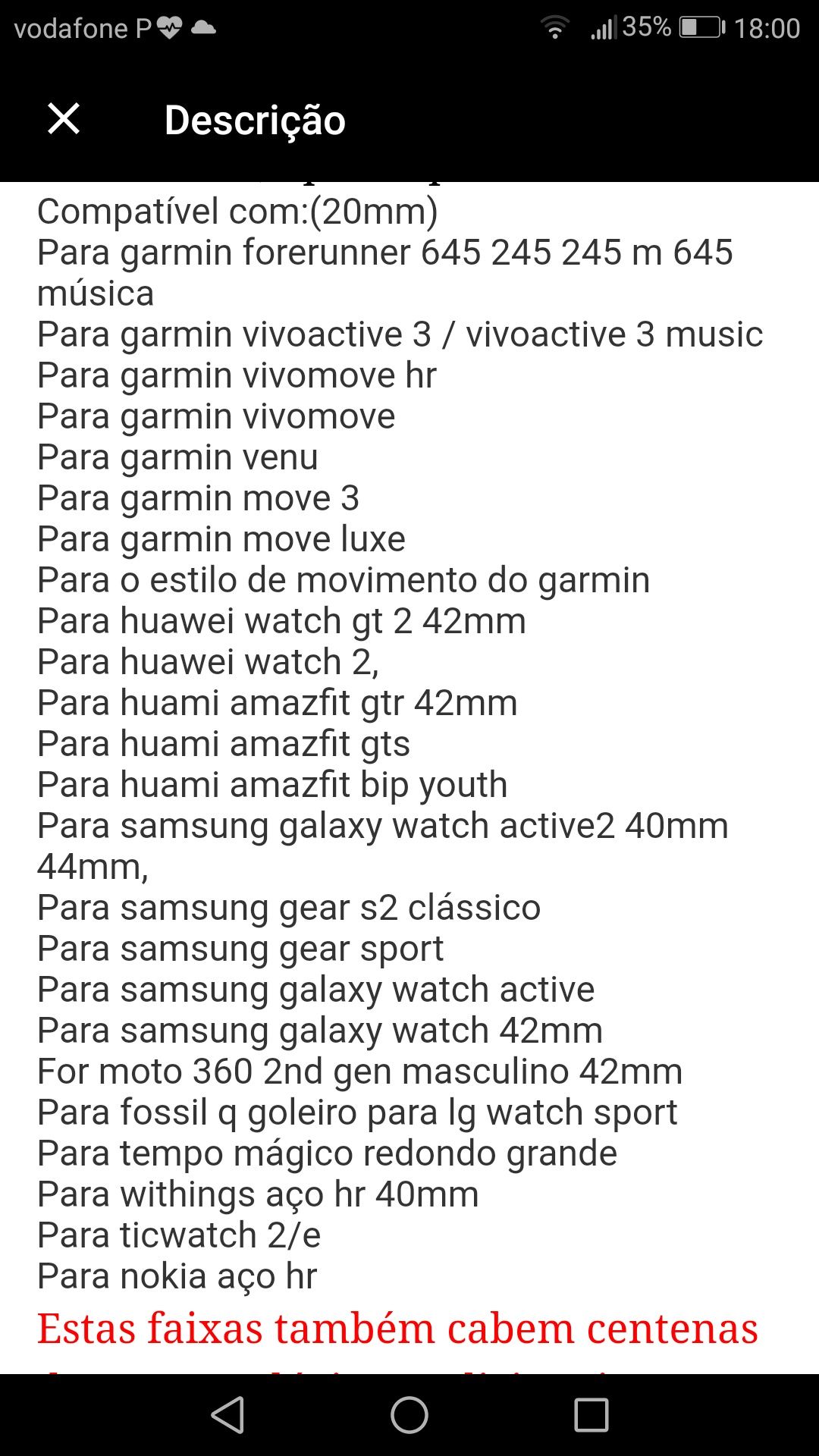 Amazfit gts4, Forerunner 645, 245, venu, Vivomove HR e Vivoactive 3, S