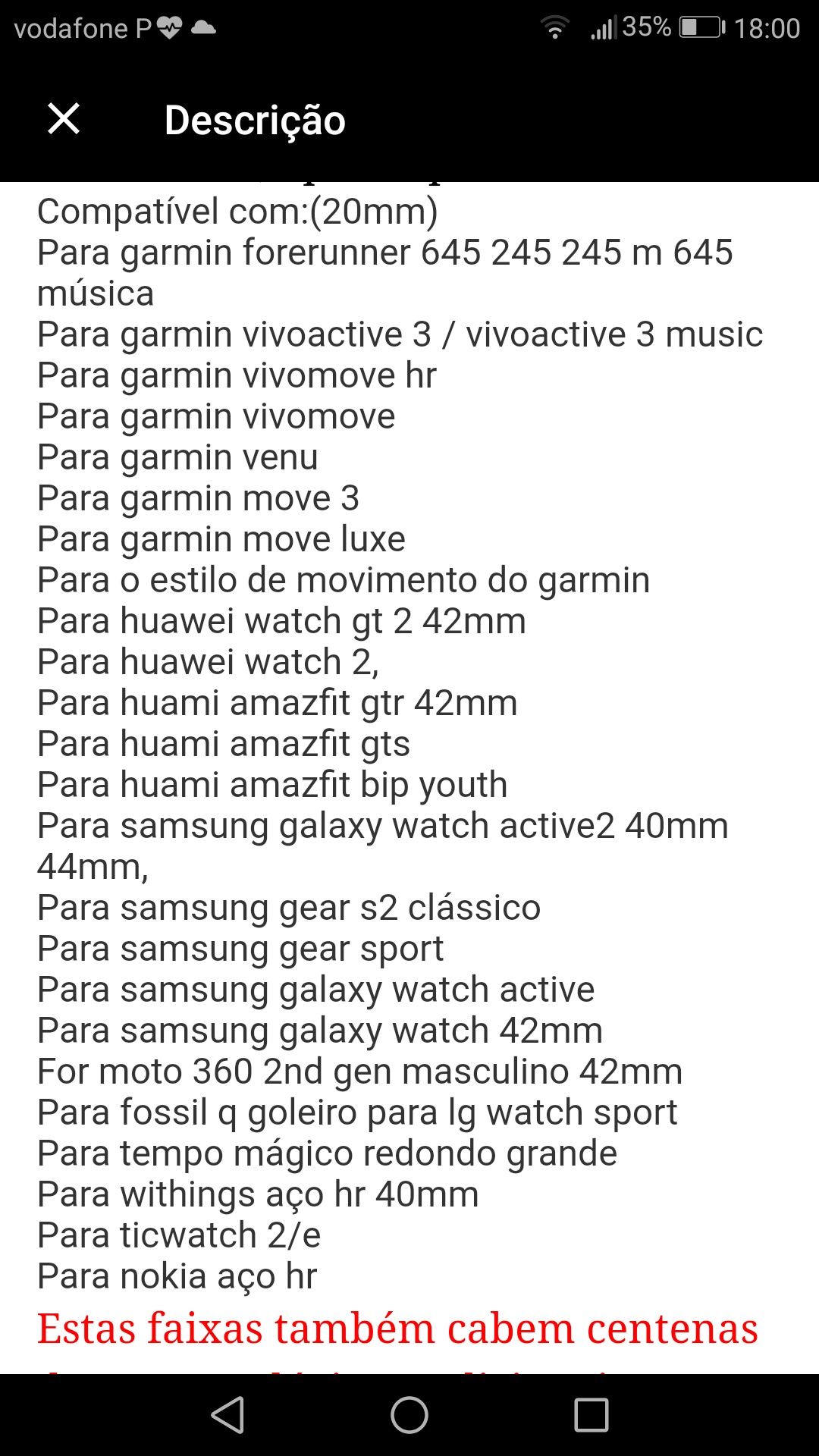 Amazfit gts4, Forerunner 645, 245, venu, Vivomove HR e Vivoactive 3, S