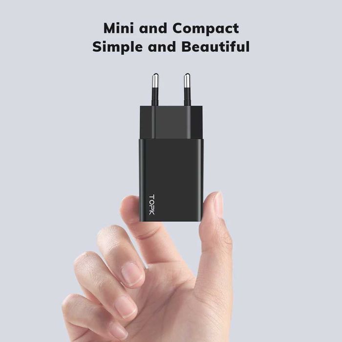 Ładowarka Sieciowa TOPK 10W USB Zrównoważone Ładowanie Urządzeń Czarna