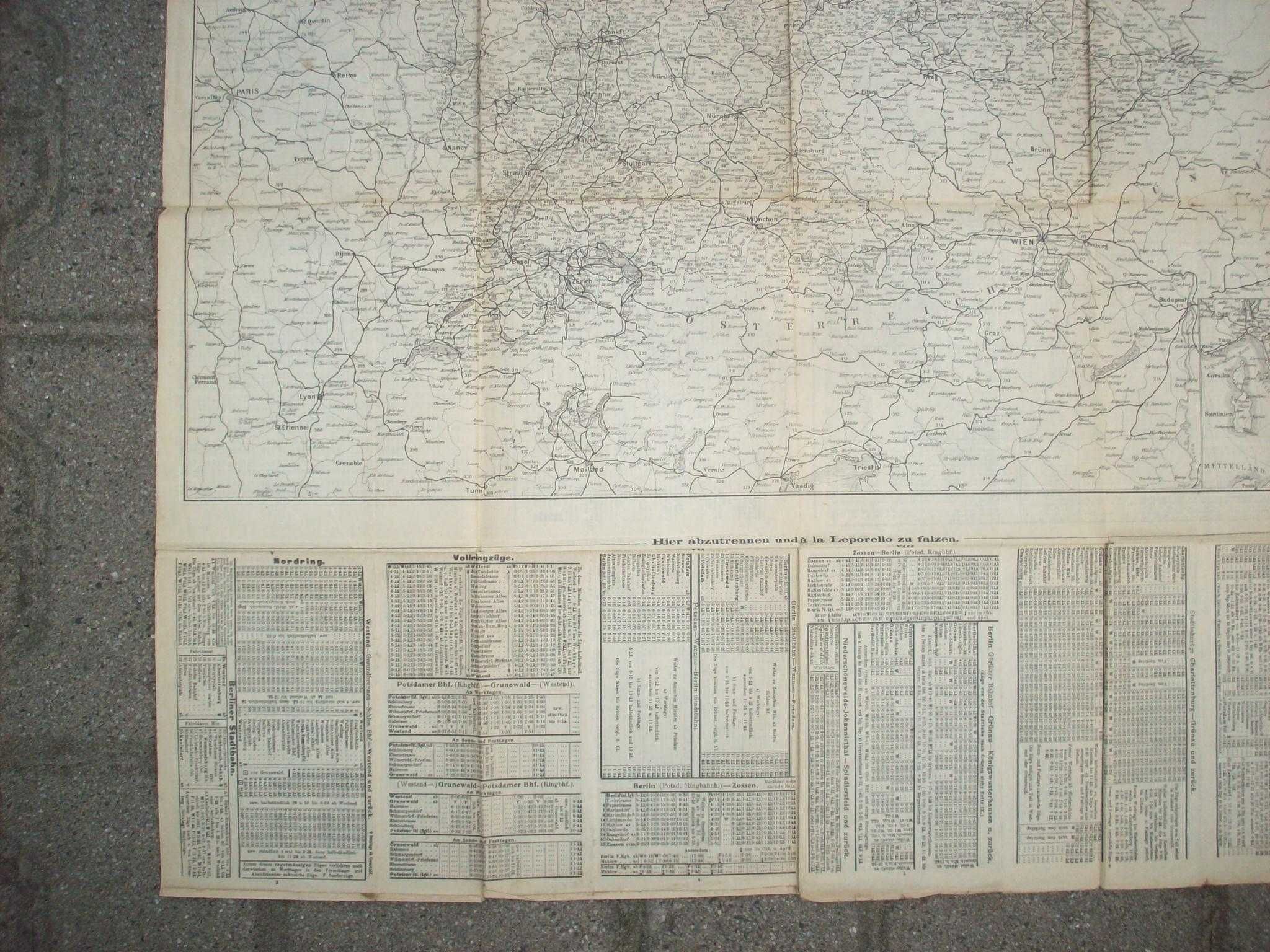 Eisenbahnkarte Winter 1908/9. Mapa kolei niemieckich zima 1908/9.
