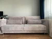 Sofa 3-osobowa, sztruksowa, jasnoszara