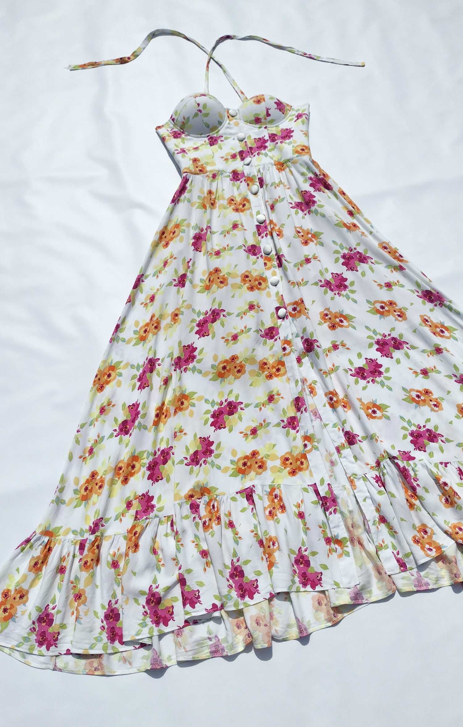 Очаровательное красивое романтичное цветочное платье XS S