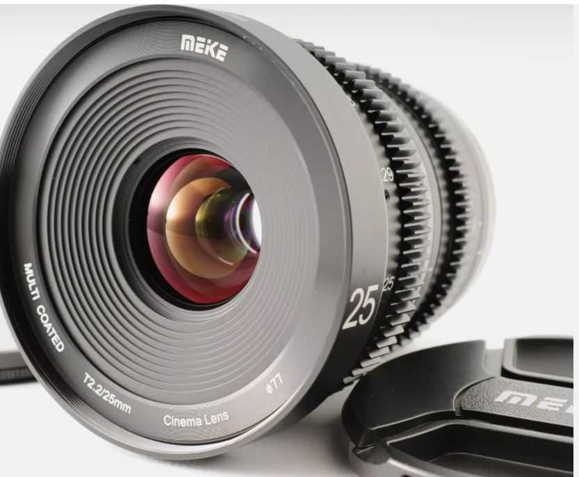 Meike 25mm T2.2 MF Cinema Lens para  Sony E-Mount -- Nova
