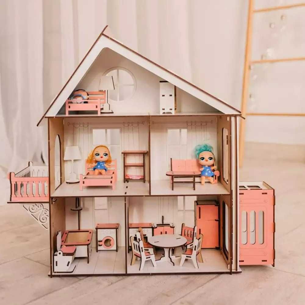 Будиночок дитячий для ляльок ЛОЛ з меблями та ліфтом Ляльковий будинок