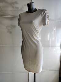 Sukienka Asos kremowa że zdobieniami wiskoza M 38 40 L