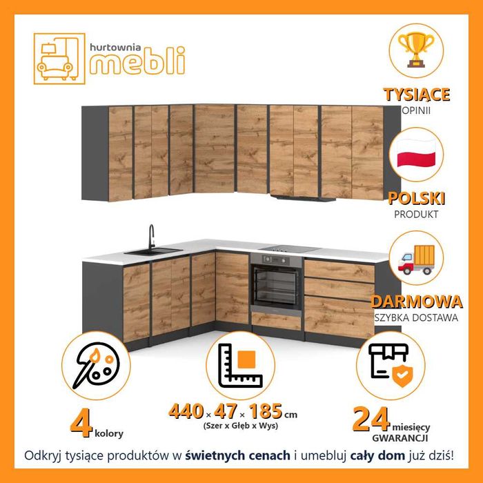 Kuchnia Z Blatem Narożna Modułowa Bella 4.2m Zestaw Komplet Nowoczesny