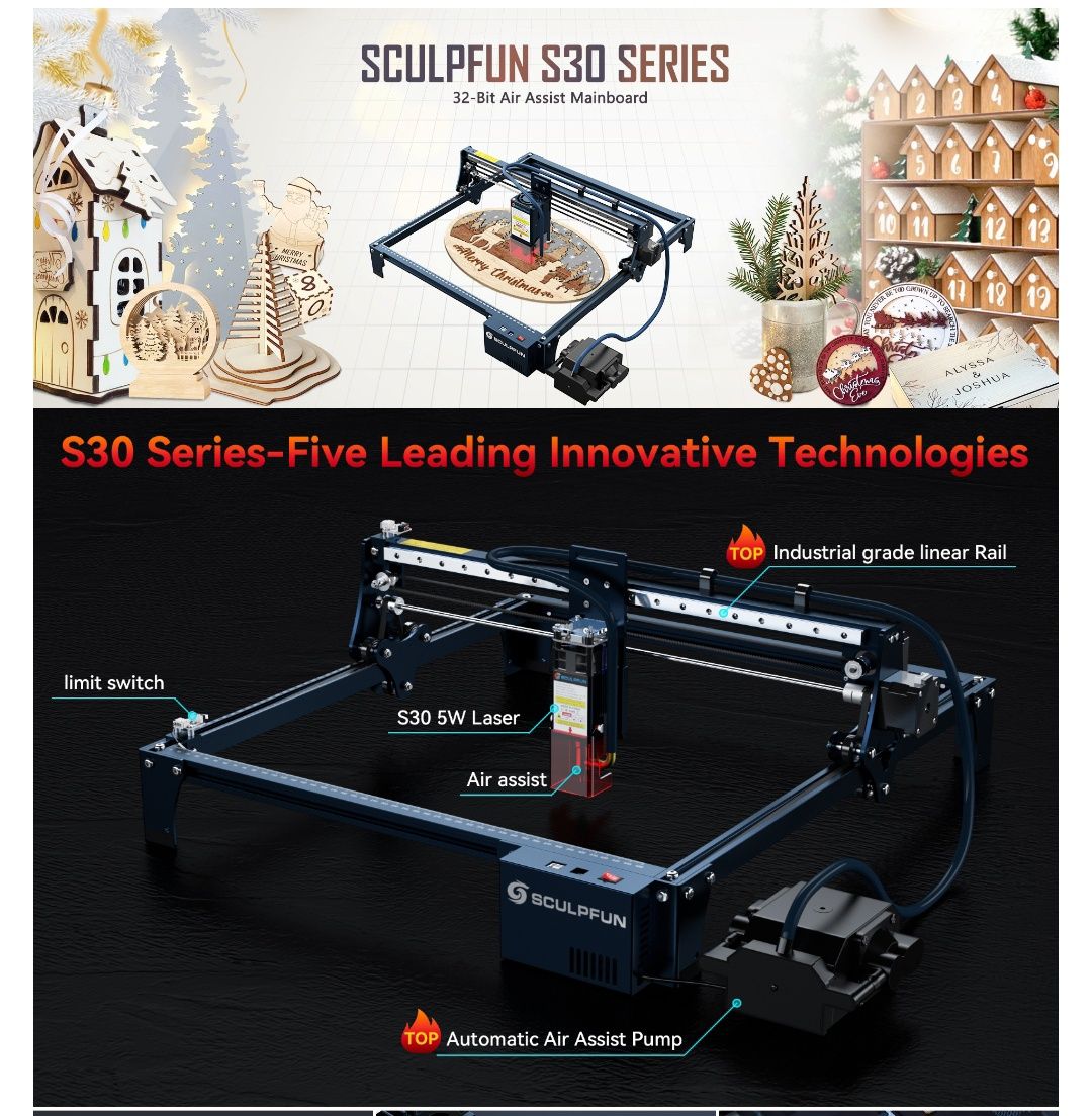 Sculpfun S30 5W Máquina de Gravação a laser **SELADO**