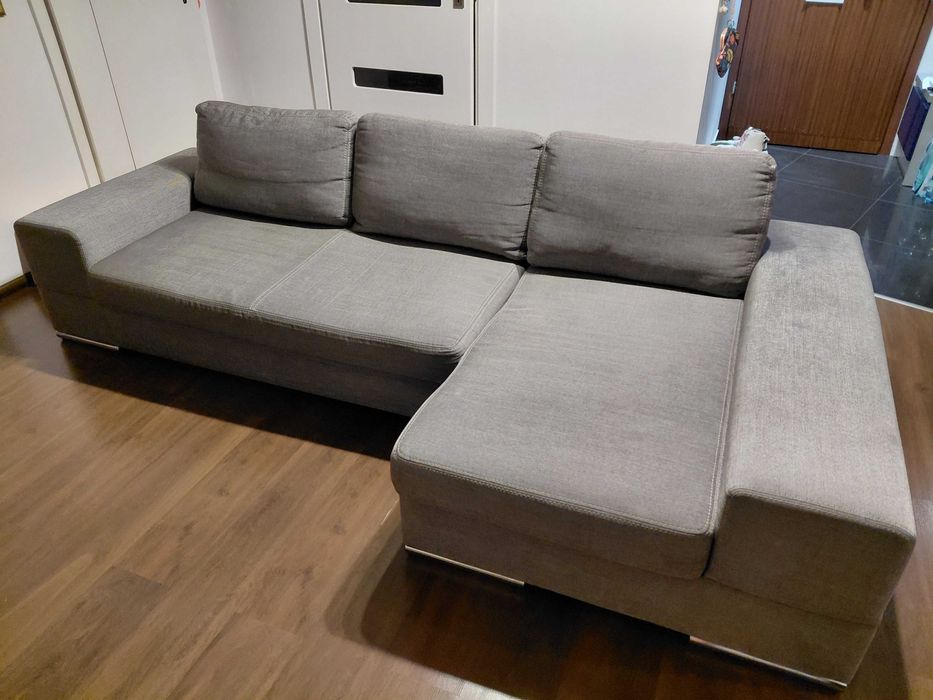 Sofa kanapa szara melanż narożnik z funkcją spania rozkładany