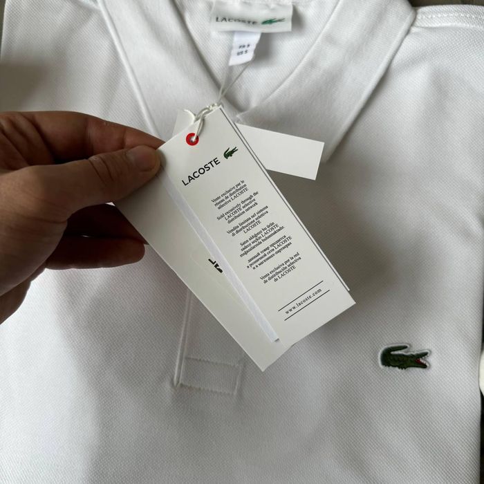 Поло чоловіче Lacoste футболка з коміром чорне/біле